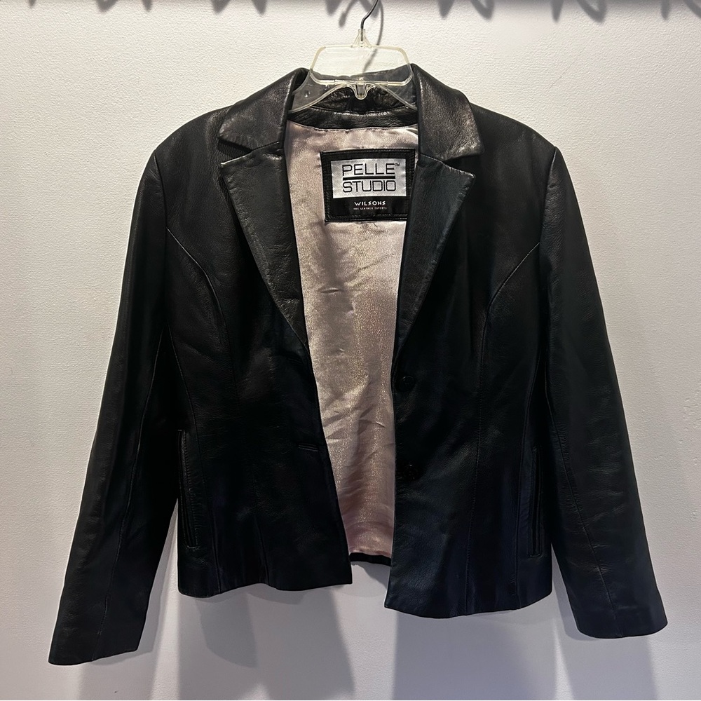 Pelle Studio Women's Black Leather Blazer Jacket